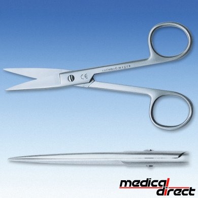 Chirurgische schaar, recht, spits/spits, 14,5 cm