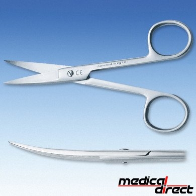 Chirurgische schaar, gebogen, spits/spits, 14,5 cm