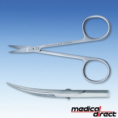 Fijne chirurgische schaar, gebogen, spits/spits, 11,5 cm