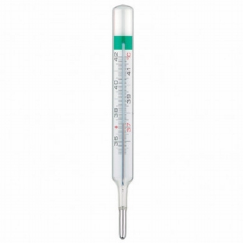 Koortsthermometer glas, kwikvrij in kunststof huls