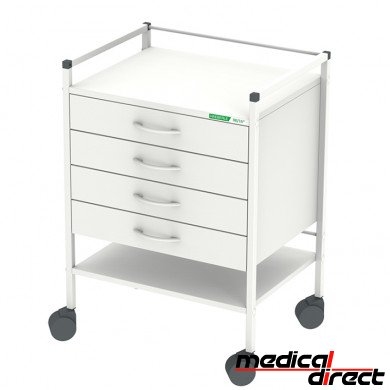 Instrumentenwagen 08/16 met 4 laden, 83 cm hoog