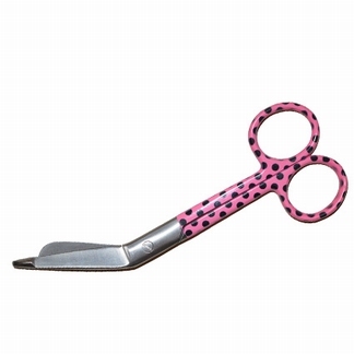 Verbandschaar RVS ; roze met zwarte stippen