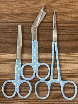 Scharenset 3 delig ; Lichtblauw met gele stippen