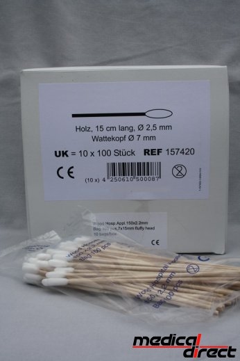 Wispy wattenstaaf hout 20 cm Ø 3 mm tip Ø 10 mm
