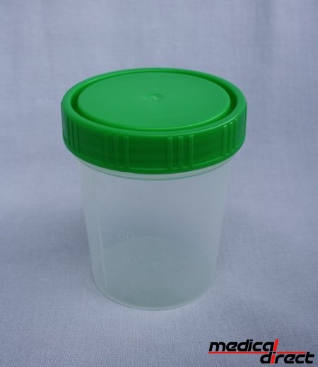 Urinepot 100/125 ml met groen schroefdeksel (500)