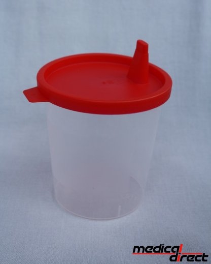 Urinepot 125 ml met rood tuitdeksel