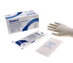 Latex operatiehandschoenen, gepoederd, steriel